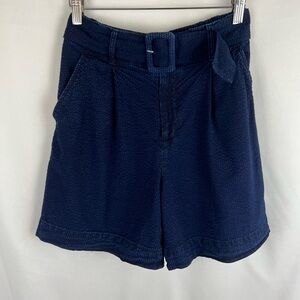 Women's Navy Blue Belted Shorts